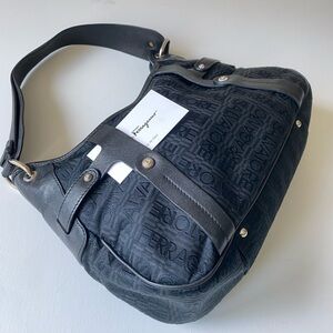 Salvatore Ferragamo  Gancini  black  shoulder bag . Preowned. Good condition